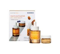 KORRES Black PINE PRIMUS - Kit per la cura della notte, anti-invecchiamento, crema da notte e booster per pelle più liscia, tecnologia YouthRePro e acido ialuronico a 6 livelli, 30 + 15 ml