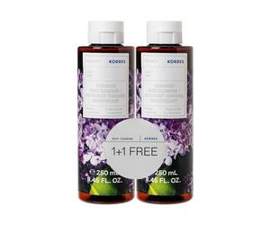 KORRES LILAC 1+1 Set di gel doccia rivitalizzante con aloe vera e profumo floreale in set vantaggioso, dermatologicamente testato e vegano, 2 x 250 ml