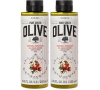 KORRES OLIVE POMEGRANATE Gel doccia idratante per una pelle morbida, con olio extravergine di oliva e profumo di melograno, vegano, senza siliconi e parabeni, 250 ml (Confezione da 2)