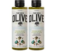 KORRES OLIVE SEA SALT gel doccia idratante per una pelle morbida, con olio extravergine di oliva e profumo di sale marino mediterraneo, vegano, senza siliconi e parabeni, 250 ml (Confezione da 2)