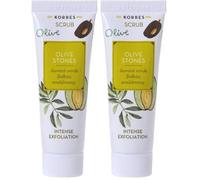 KORRES Olive Stones Peeling, Esfoliante viso naturale con granuli di nocciolo d’oliva e Aloe attiva, Purifica in profondità, leviga e illumina la pelle, vegan, 18ml (Confezione da 2)