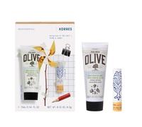 KORRES Set per la cura delle mani e delle labbra, set regalo per lui e per lei, set per mani secche e labbra fragili, Lipbalm Thyme Honey & Olive Sea Salt crema mani