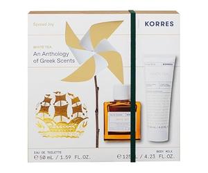 KORRES White Tea - Set di profumi da donna, in EDT da 50 ml e latte per il corpo, 125 ml, fragranza floreale femminile, set vantaggi, vegano