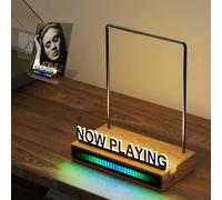 KORRTFID Now Playing - Supporto per dischi in vinile, illuminato, con controllo del suono RGB, barra luminosa ritmica, luce bianca calda con lettere acriliche a prova di impronte digitali