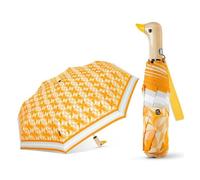 Kortran 1 Ombrello Compatto A Forma di Testa D'Anatra, Ombrello Automatico Creativo A Forma di Testa D'Anatra con Manico in Legno, Pieghevole Ultraleggero, da Donna, Antivento(Yellow Orange)