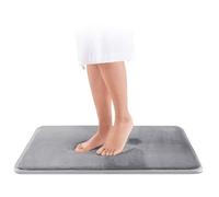 Kortran Tappeto da Bagno in Schiuma Super Assorbente in Memory Foam, Tappeto da Bagno in Schiuma Antiscivolo, Lavabile in Lavatrice, Morbido Tappetino da Bagno in Velluto(White Gray,50x80cm)