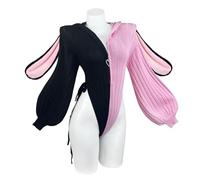 KORURACLUB Cosplay Costume da Coniglietta Sexy (set da 3 pezzi) Lingerie Cosplay per Donne Costumi da Animale Tuta da Coniglietta (Nero E Rosa, L-2XL)