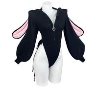 KORURACLUB Cosplay Sexy Bunny Outfit (set da 3 pezzi) Lingerie Nera Per Cosplay da Donna Costumi di Animali (XS-M)