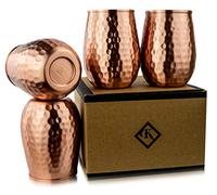Kosdeg Bicchieri di rame, 473 ml, set da 4 pezzi, modo unico per godersi il vino, bicchieri perfetti per l'acqua, meglio di bicchieri o plastica, tazze Moscow Mule per bere