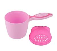 KOSDFOGE Baby Shampoo Cup Cute Fish Handle Wash Hair Bathing Eye Protection for Kids Green Pink (Rosy)