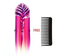 KOSDFOGE Colorful Salon Hairdressing Hair Training Mannequin Model Head With Comb For Cosmetology Students (No. 1 pink + multi-color)