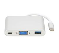 KOSDFOGE da Tipo C a VGA USB3.0 PD HUB in Lega di Alluminio 3 in 1 Adattatore per Mouse Tastiera U Disco Argento