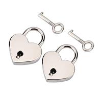 KOSDFOGE Heart Shaped Padlock Skeleton Key Metal Lock Luggage Diary Book Jewelry Box Silver 2 Sets Suit Protection Security