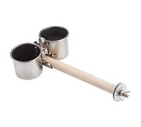 KOSDFOGE Stainless Steel Bird Feeder Cups Durable Easy to Clean with Wooden Bracket for Cage Stand (Ottavino)