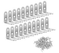 KOSHIFU 20 Pz Supporti Angolo Retto Mensole Staffe Angolari in Acciaio Inossidabile 90 Gradi Staffa a Forma di L Angolo Retto 40 x 40mm per Scatole Finestre Cassetti Sedie Armadi Argento con 80 Viti