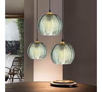 KOSHSH Luci a Sospensione per l'isola della Cucina, luci a Sospensione in Vetro con Paralume Verde, plafoniere Moderne per Camera da Letto Cucina Soggiorno Ristorante Bar (3 Heads)