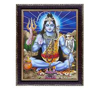 Koshtak Cornice portafoto Shiva, Shankar, Bholenath Ji, con mucca Nandi e shivling con vetro infrangibile, da appendere alla parete, regalo, tempio, puja, decorazione per la casa e culto