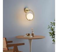 KOSILUM - Applique a sfera in vetro appeso su anello dorato, Steya, luce bianca calda, illuminazione soggiorno, camera da letto, cucina, corridoio, 1 x max 25 W, G9 IP20