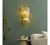 KOSILUM - Applique chic cristallo trasparente e metallo dorato - Giova - Luce bianca calda illuminazione soggiorno camera da letto cucina corridoio - 3 x max 25 W - E14 - IP20