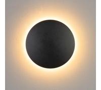 KOSILUM - Illuminazione da parete a LED, colore nero esterno, D18 cm, luce bianca calda, illuminazione soggiorno, camera da letto, cucina, corridoio, 9 W, 877 lm, LED integrato, IP65