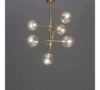 KOSILUM - Lampada a sospensione con bracci dorati e sfere trasparenti - Zag - Luce bianca calda illuminazione soggiorno camera da letto cucina corridoio - 6 x 5 W - G4 - LED 220/230 V - IP20