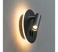 Kosilum - Lampada da lettura a doppio LED e interruttore, modello Bilbao, luce bianca calda, illuminazione per soggiorno, camera, cucina, corridoio, 3 W + 6 W, 500 lm, LED integrato, IP20