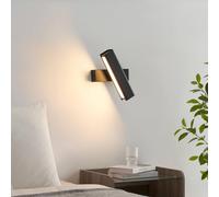 KOSILUM - Lampada da parete girevole a LED, colore nero, luce bianca calda, illuminazione soggiorno, camera da letto, cucina, corridoio, 6 W, 619 lm, LED integrato, IP20
