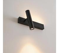 KOSILUM - Lampada da parete nera per testiera del letto, lettura sinistra, Lodvi, luce bianca calda, illuminazione soggiorno, camera da letto, cucina, corridoio, 10 W, 1211 lm, LED integrato, IP20