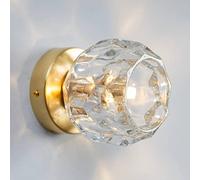 KOSILUM - Lampada da soffitto in metallo dorato e vetro trasparente - Vilamo - Luce bianca calda illuminazione soggiorno camera da letto cucina corridoio - 1 x max 28 W - G9 - IP20