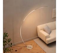 KOSILUM - Lampada da terra curva a LED, dimmerabile cromato, 184 cm, luce bianca calda, illuminazione soggiorno, camera da letto, cucina, corridoio, 1495 lm, LED integrato, IP20