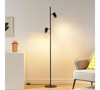 KOSILUM - Lampada da terra di design nero a doppio faretto orientabile - Elya - Luce bianca calda illuminazione soggiorno camera da letto cucina corridoio - 2 x max 15 W - GU10 - IP20