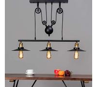 KOSILUM - Lampada industriale a sospensione, tripla piatto, luce bianca calda, illuminazione soggiorno, camera da letto, cucina, corridoio, 3 x 60 W, E27, IP20
