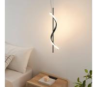 KOSILUM - Lampadario a spirale verticale a LED, dimmerabile, colore nero, luce bianca calda, illuminazione soggiorno, camera da letto, cucina, corridoio, 9 W, 1120 lm, LED integrato, IP20