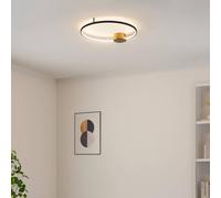 KOSILUM - Plafoniera nera e ottone cerchio LED dimmerabile, 60 cm, luce bianca calda, illuminazione soggiorno, camera da letto, cucina, corridoio, 20 W, 2240 lm, LED integrato, IP20