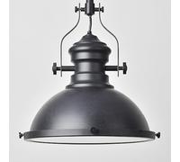 KOSILUM - Sospensione industriale nera - Neris - Luce bianca calda illuminazione soggiorno camera da letto cucina corridoio - 1 x max 60 W - E27 - IP20