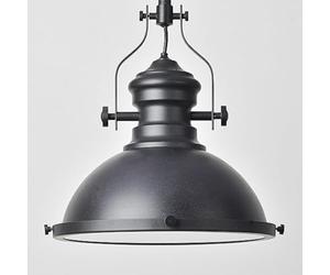 KOSILUM - Sospensione industriale nera - Neris - Luce bianca calda illuminazione soggiorno camera da letto cucina corridoio - 1 x max 60 W - E27 - IP20