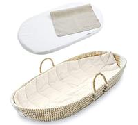 Kosiy BEBE BASK - Set di fasciatoio di alta qualità, realizzato a mano, con fodera in lino con foglie di lusso, imbottitura in bambù spesso, morbido e impermeabile, tappetino fasciatoio in pelle