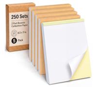Kosiz 250 Sets 2 Part Reverse Carbonless Paper 8.5 x 11 Inches Pre Collated Printer Paper 5 Pack Ncr White Duplicate Notepad End-glued Lab Notebook for Invoices Receipts Business Forms