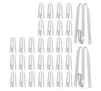 KOSLEOW 50 Pezzi Ganci per Tende in Acciaio Inox, Ganci a Pinza W con 4 Denti per Pieghe, Attacchi per Binario Senza Forare, per Tende Finestra, Porta e Doccia, Argento