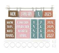 KOSLEOW Calendario da Parete 2025 2026 2027 2028 a Fogli Girevoli, Stile Boho Moderno con 54 Carte Laminati, Asta Regolabile 40-70 cm, Per Scuola, Casa, Ufficio, Bambini, Famiglia, Scolastico