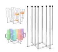 KOSLEOW Scola Scolabottiglie e Borracce, Supporto per Asciugatura in Acciaio Inossidabile 304 con 8 Aste e Cappucci in Silicone, Base Pieghevole, Porta Bottiglie e Porta Biberon Multiuso