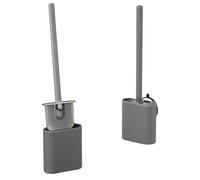 KOSLEOW Scopino Bagno WC in Silicone con Supporto, SpazzoloneTesta Piatta e Flessibile per Pulizia Angoli, Spazzolone Bagno wc Installazione a Parete o a Terra, Accessorio