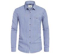 KOSMEEU Camicia Oktoberfest Uomo Camicia Bavarese Camicie Tirolese Costume Bavarese Herren Blu L