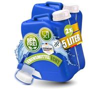 Kosmetex 2 taniche per acqua da 5 l con rubinetto, blu, senza BPA e per uso alimentare, con rubinetto blu per acqua potabile in campeggio, giardino, uso domestico ed esterno