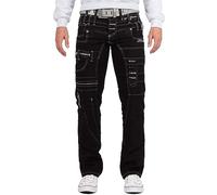 KOSMO LUPO Jeans Uomo 5 Tasche Zip Multiple Cuciture Bianco Arancio | Jeans da uomo stile 5 tasche con zip multiple, cuciture decorative a contrasto bianco arancio, bottoni e scritte