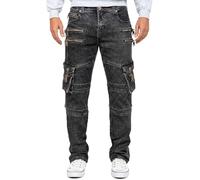 KOSMO LUPO Jeans Uomo 5 Tasche Zip Multiple Cuciture Bianco Arancio | Jeans da uomo stile 5 tasche con zip multiple, cuciture decorative a contrasto bianco arancio, bottoni e scritte
