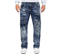 KOSMO LUPO Jeans Uomo 5 Tasche Zip Multiple Cuciture Bianco Arancio | Jeans da uomo stile 5 tasche con zip multiple, cuciture decorative a contrasto bianco arancio, bottoni e scritte