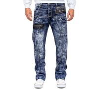KOSMO LUPO Jeans Uomo Patchwork Borchie Cuciture Contrasto Denim Casual | Jeans da uomo in denim con patchwork, borchie e cuciture a contrasto, ideale per tempo libero, streetwear e clubwear