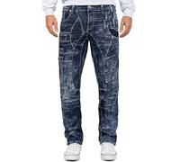 KOSMO LUPO Jeans Uomo Patchwork Borchie Cuciture Contrasto Denim Casual | Jeans da uomo in denim con patchwork, borchie e cuciture a contrasto, ideale per tempo libero, streetwear e clubwear