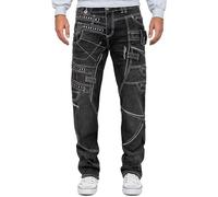 KOSMO LUPO Jeans Uomo Patchwork Borchie Cuciture Contrasto Denim Casual | Jeans da uomo in denim con patchwork, borchie e cuciture a contrasto, ideale per tempo libero, streetwear e clubwear